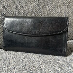Coach black leather bifold wallet with checkbook holder